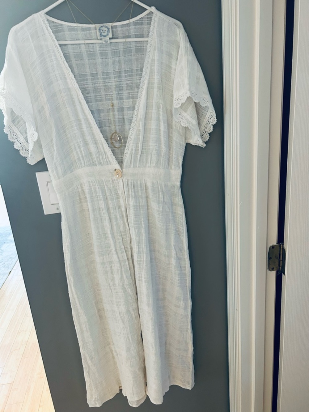 Blue Rain White Gauze Layered Maxi Cover-Up